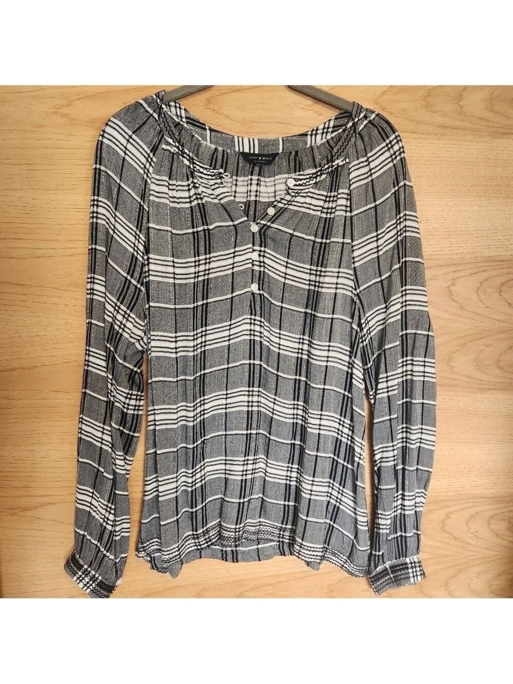 LUCKY BRAND LONG SLEEVE JESSICA TEXTURED TOP BLOUSE SIZE LARGE BOHO - Picture 8 of 8